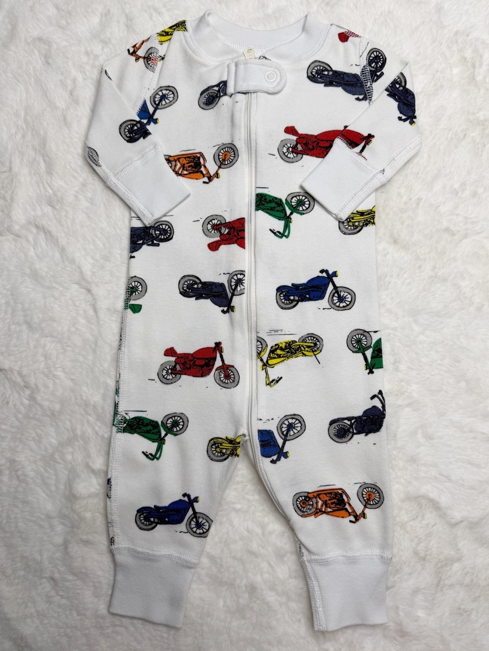 Hanna Andersson Baby boys Motorcycle White One Piece